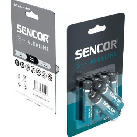 Bateria alkaliczna, AAA (LR03), AAA, 1.5V, Sencor, blistr, 6-pack