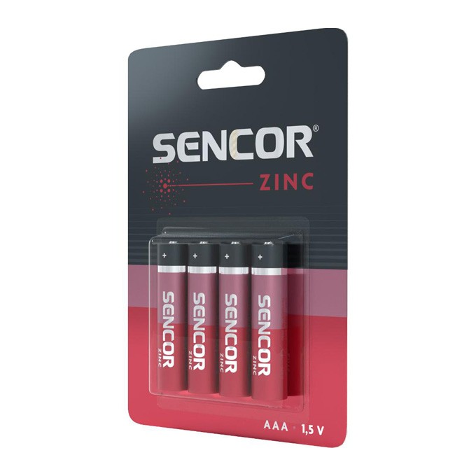 Bateria cynkowo-węglowa, AAA (LR03), AAA, 1.5V, Sencor, blistr, 4-pack