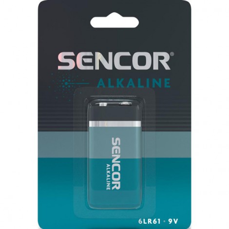 Bateria alkaliczna, 6LR61, 6LR61, 9V, Sencor, blistr, 1-pack