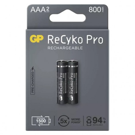 Akumulatorki, AAA (HR03), 1.2V, 800 mAh, GP, kartonik, 2-pack, ReCyko Pro