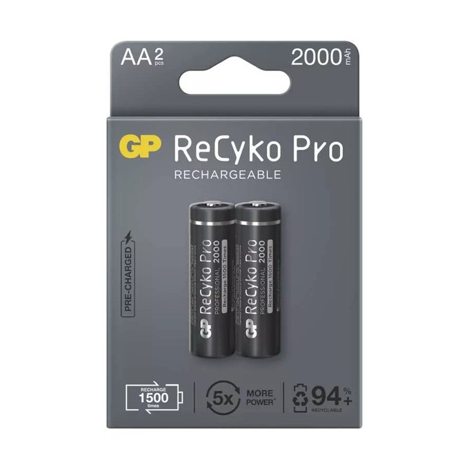 Akumulatorki, AA (HR6), 1.2V, 2000 mAh, GP, kartonik, 2-pack, ReCyko Pro
