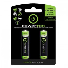 Akumulatorki, AAA (HR03), 1.2V, 900 mAh, Powerton, blistr, 2-pack