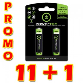 Akumulatorki, AAA (HR03), 1.2V, 900 mAh, Powerton, box, 12x2-pack, PROMO 2-pack 11+1 (22+2 szt)