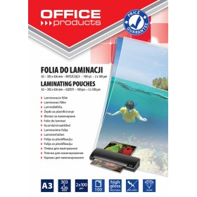 Folia do laminowania OFFICE PRODUCTS, A3, 2x100mikr., błyszcząca, 100szt., transparentna