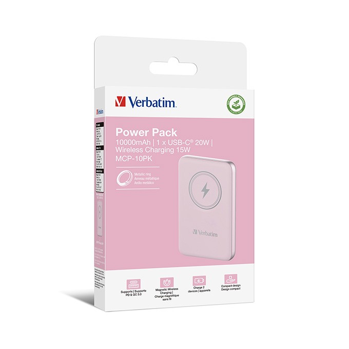 Verbatim, powerbank z ładowaniem bezprzewodowym, 5V, ładowanie telefonu, 32248, 10 000mAh, Mocowanie magnetyczne, 