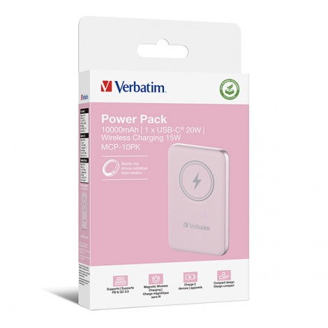 Verbatim, powerbank z ładowaniem bezprzewodowym, 5V, ładowanie telefonu, 32248, 10 000mAh, Mocowanie magnetyczne, 