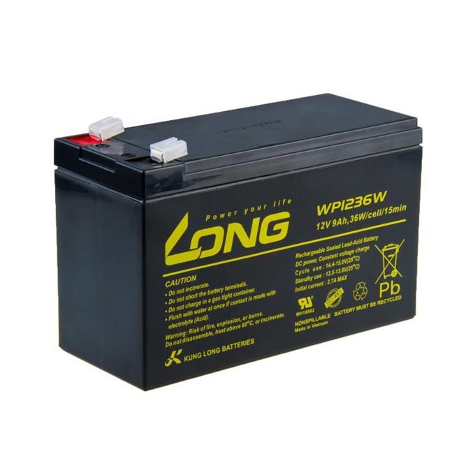 Long akumulator kwasowo-ołowiowy HighRate F2 dla UPS, EZS, EPS, 12V, 9Ah, PBLO-12V009-F2AH, WP1236W