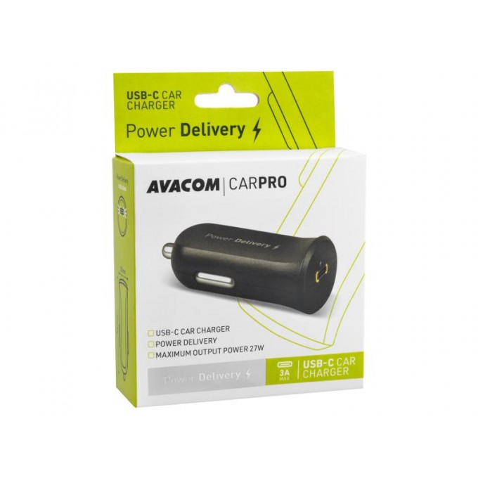 Avacom ładowarka samochodowa CarPRO z Power Delivery 12V, wyjście USB-C 5V/3A lub (9V / 3A lub 12V/2,5A)