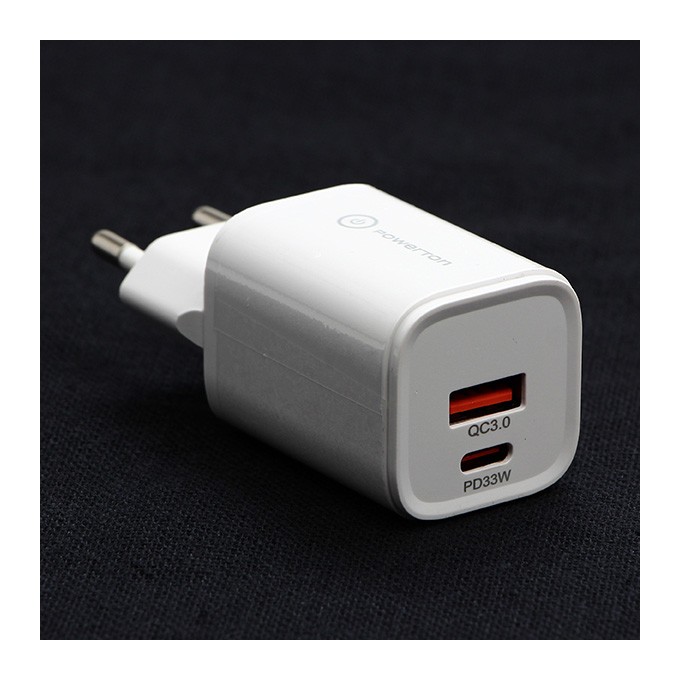 Powerton Zasilacz / sieciowy adapter 33W, 2-portowy, USB-C, USB-A, 33W GaN Charger