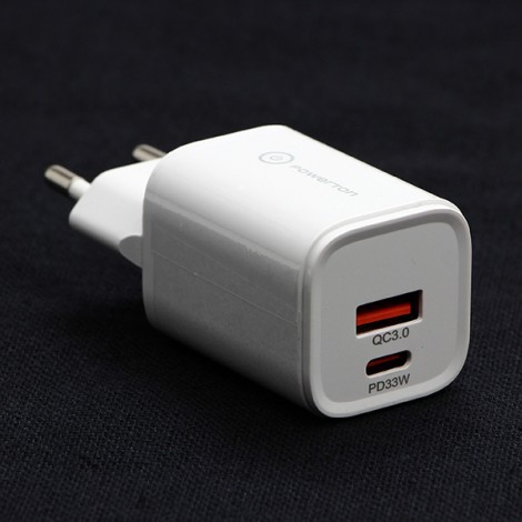 Powerton Zasilacz / sieciowy adapter 33W, 2-portowy, USB-C, USB-A, 33W GaN Charger