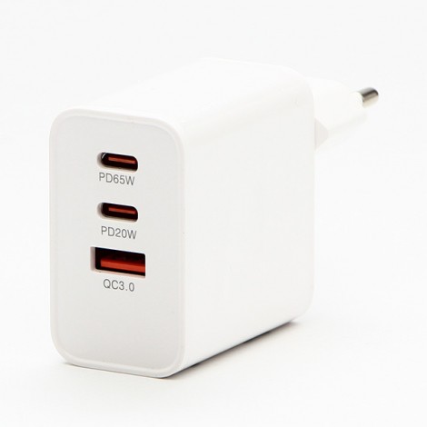 Powerton Zasilacz / sieciowy adapter 65W, 3 porty, USB-C, USB-A, 65W GaN Charger Powerton Zasilacz / sieciowy adapter 65W, 3 porty, USB-C, USB-A, 65W GaN Charger