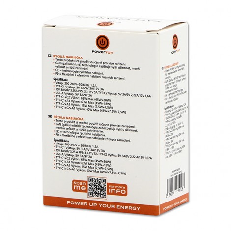 Powerton Zasilacz / sieciowy adapter 65W, 3 porty, USB-C, USB-A, 65W GaN Charger