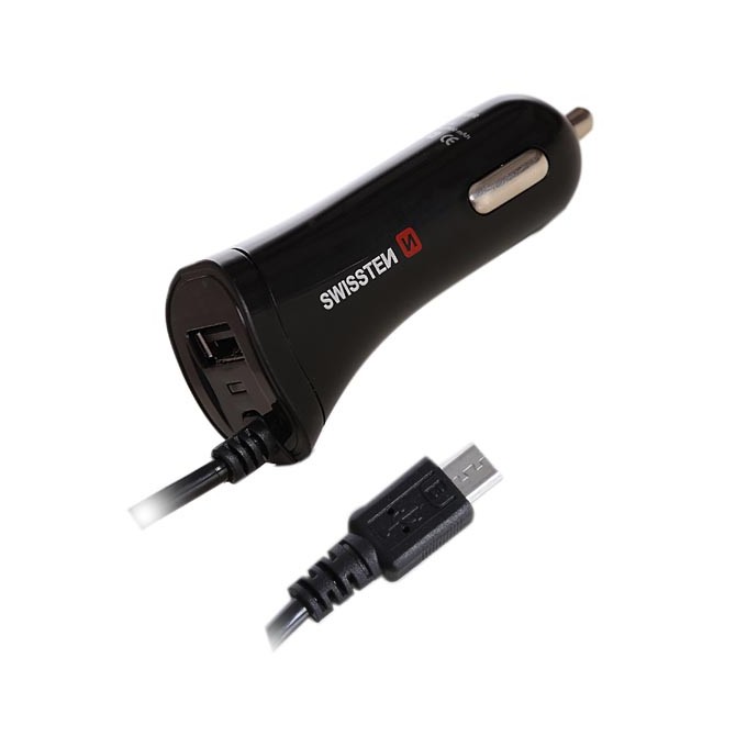 Ładowarka samochodowa SWISSTEN 12W, 1 port, USB-A, kabel microUSB