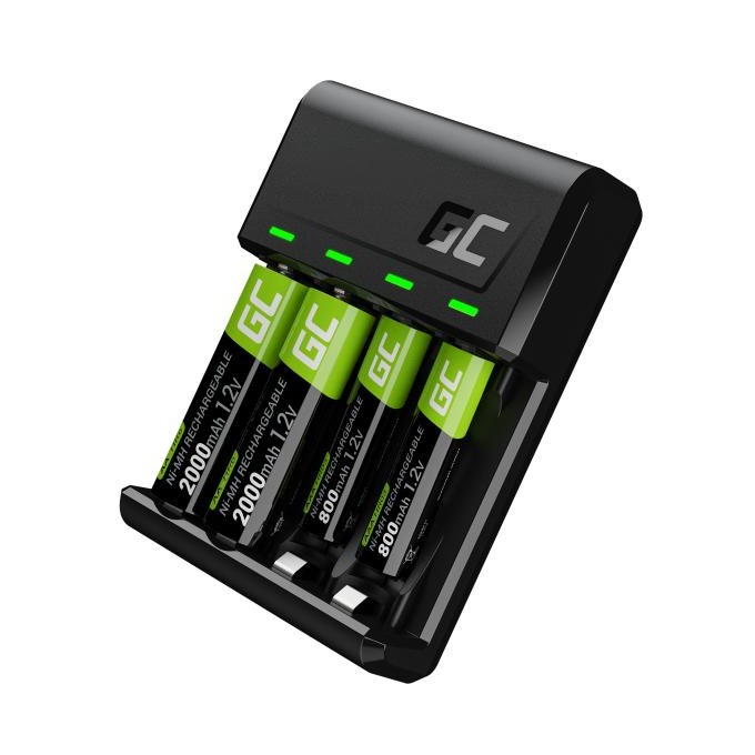 Green Cell ładowarka do aparatu GRSETGC03, na 4 szt. AA/AAA, NiMH, 1.2A, ładowanie pojedynczych cel, w zestawie 2 