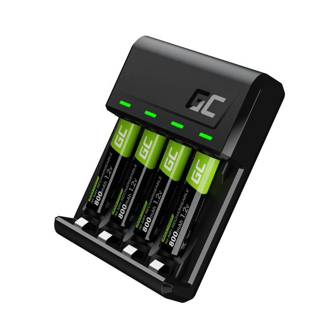 Green Cell ładowarka do aparatu GRSETGC02, na 4 szt. AAA HR03, NiMH, 1.2A, ładowanie pojedynczych cel, w zestawie 4 