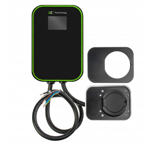Green Cell Wallbox z kablem ładującym Pojazdy elektryczne 380V, 32A, 22kW, EV15RFID IP66, ochrona przed przegrzaniem i 