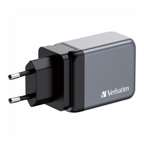 Verbatim, Ładowarka GaN USB 3.0, USB C, szara, 65 W, wymienne końcówki  C,G,A