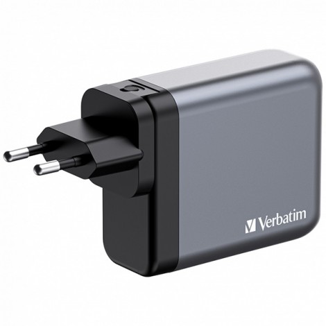 Verbatim, Ładowarka GaN USB 3.0, USB C, szara, 140 W, wymienne końcówki  C,G,A