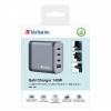 Verbatim, Ładowarka GaN USB 3.0, USB C, szara, 140 W, wymienne końcówki  C,G,A