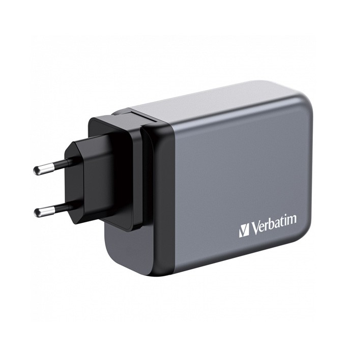 Verbatim, Ładowarka GaN USB 3.0, USB C, szara, 200 W, wymienne końcówki  C,G,A