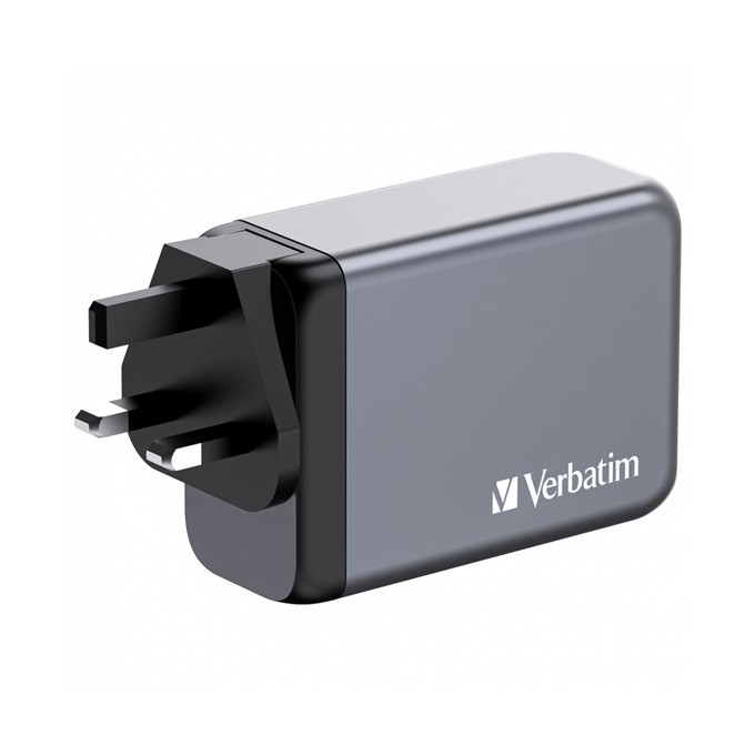 Verbatim, Ładowarka GaN USB 3.0, USB C, szara, 240 W, wymienne końcówki  C,G,A