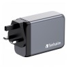 Verbatim, Ładowarka GaN USB 3.0, USB C, szara, 240 W, wymienne końcówki  C,G,A