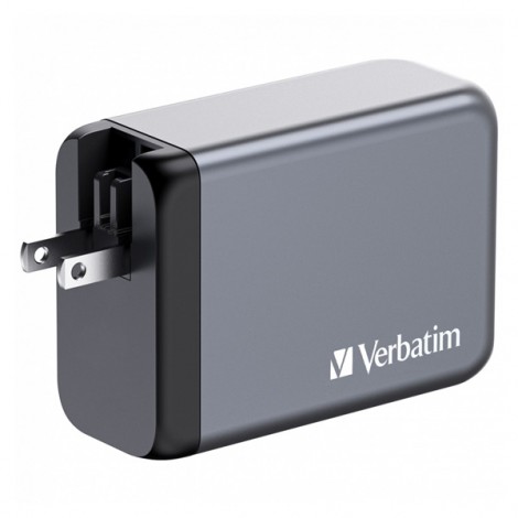 Verbatim, Ładowarka GaN USB 3.0, USB C, szara, 240 W, wymienne końcówki  C,G,A