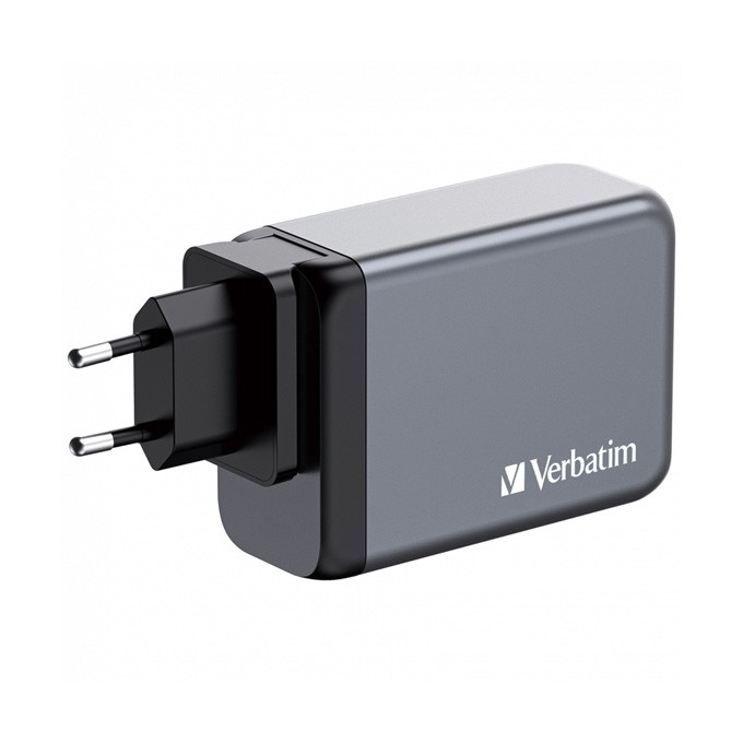 Verbatim, Ładowarka GaN USB 3.0, USB C, szara, 240 W, wymienne końcówki  C,G,A