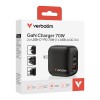 Verbatim, Ładowarka GaN USB 3.0, USB C, szara, 70W, wymienne końcówki  C,G,A