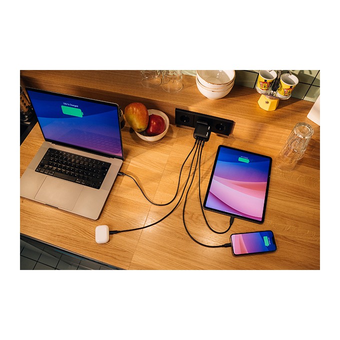 Verbatim, Ładowarka GaN USB 3.0, USB C, szara, 100 W, wymienne końcówki  C,G,A