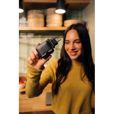 Verbatim, Ładowarka GaN USB 3.0, USB C, szara, 100 W, wymienne końcówki  C,G,A