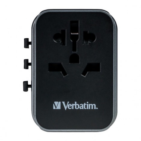 Verbatim, Adapter podróżny World-to-World Verbatim UTA-03 USB-A, USB-C, czarny, 30 W