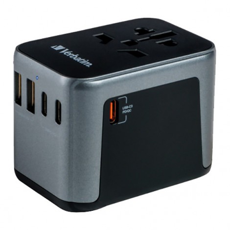 Verbatim, Adapter podróżny World-to-World Verbatim UTA-03 USB-A, USB-C, czarny, 30 W
