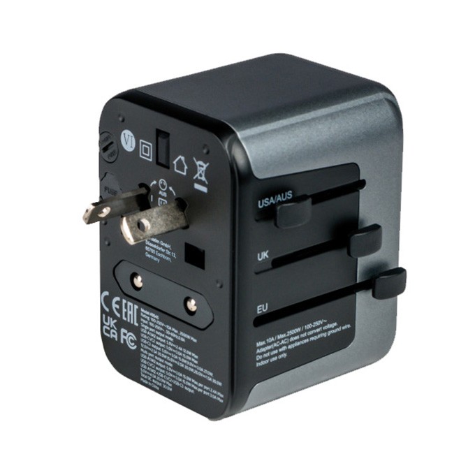 Verbatim, Adapter podróżny World-to-World Verbatim UTA-03 USB-A, USB-C, czarny, 30 W