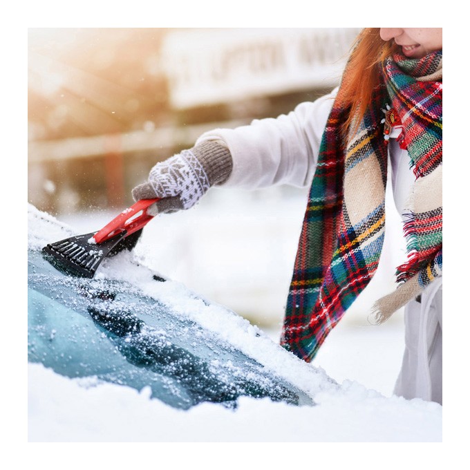 Drapak do szyb z LED czerwona, plastikowy, ze zmiotką