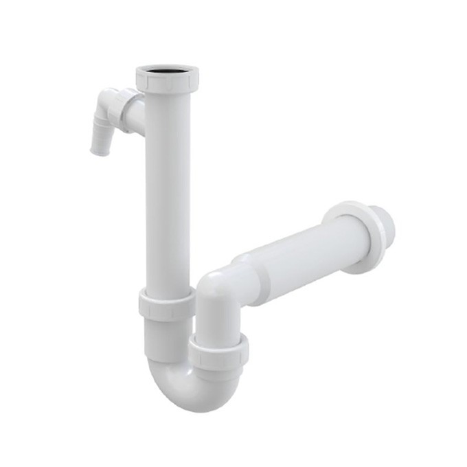 Alcadrain Syfon plastikowy do zlewu, 50 mm, 320mm, biały, syfon rurowy z nakrętką złączkową i przyłączem