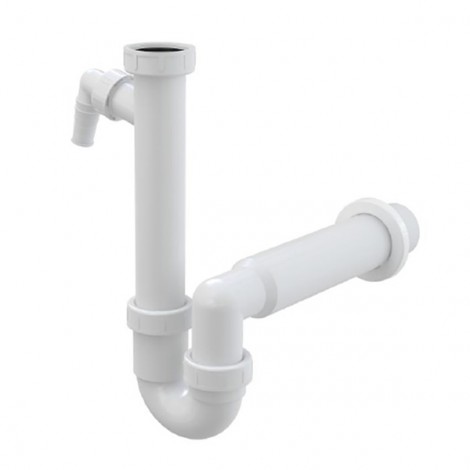 Alcadrain Syfon plastikowy do zlewu, 50 mm, 320mm, biały, syfon rurowy z nakrętką złączkową i przyłączem Alcadrain Syfon plastikowy do zlewu, 50 mm, 320mm, biały, syfon rurowy z nakrętką złączkową i przyłączem