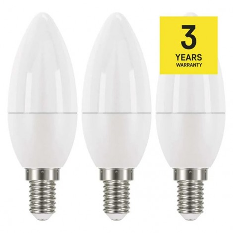 LED żarówka EMOS Lighting E14, 220-240V, 5W, 470lm, 2700k, ciepła biel, 30000h, Classic Candle 102x35x35mm-3pack