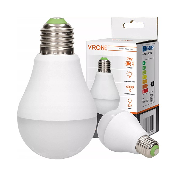 LED żarówka Virone E27, 220-240V, 7W, 825lm, 4000k, neutralna biel, 25000h, se senzorem pohybu