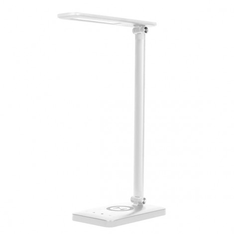 Lampka na biurko, aluminium + ABS, biała, 3 typy oświetlenia, ładowarka bezprzewodowa IP20 Lampka na biurko, aluminium + ABS, biała, 3 typy oświetlenia, ładowarka bezprzewodowa IP20