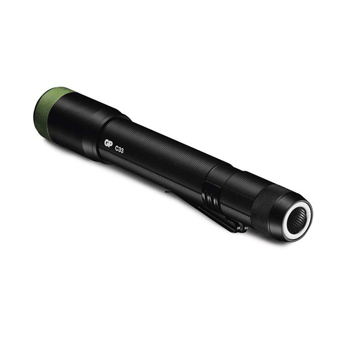 LED Flashlight, 2xAA, metalowy, czarna, 150lm, C33