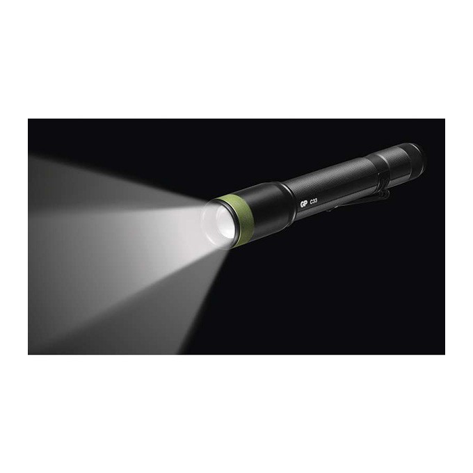 LED Flashlight, 2xAA, metalowy, czarna, 150lm, C33