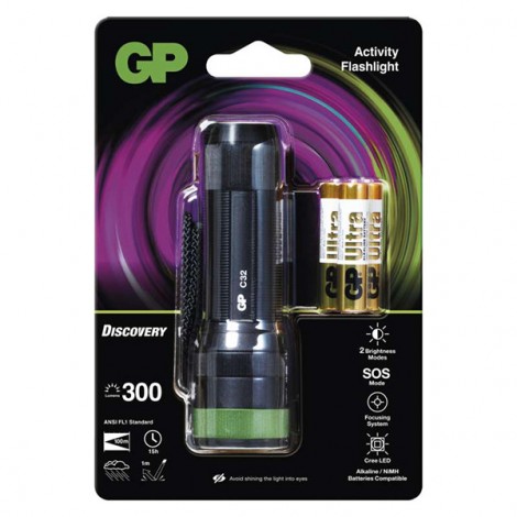 LED Flashlight, 3xAAA, metalowy, czarna, 300lm, C32 LED Flashlight, 3xAAA, metalowy, czarna, 300lm, C32