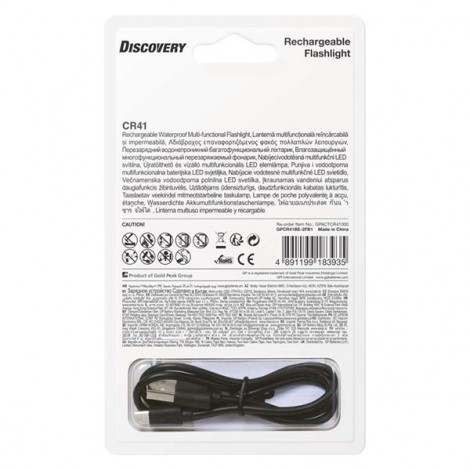 LED Flashlight, Li-Ion 3,7V/2500mAh, metalowy, czarna, 650lm, CR41 LED Flashlight, Li-Ion 3,7V/2500mAh, metalowy, czarna, 650lm, CR41