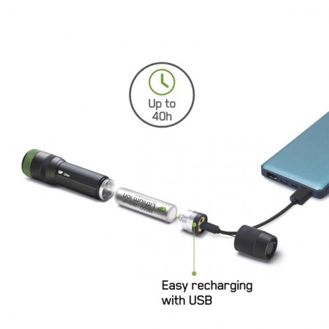 LED Flashlight, Li-Ion 3,7V/2500mAh, metalowy, czarna, 650lm, CR41 LED Flashlight, Li-Ion 3,7V/2500mAh, metalowy, czarna, 650lm, CR41