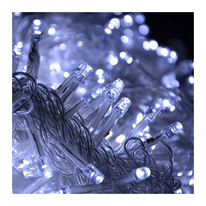 LED osvětlení, Lampki choinkowe, 10m, 220-240 V (50-60Hz), 6W, zimna biel, przezroczysty przewód, 30000h, 100x LED, 