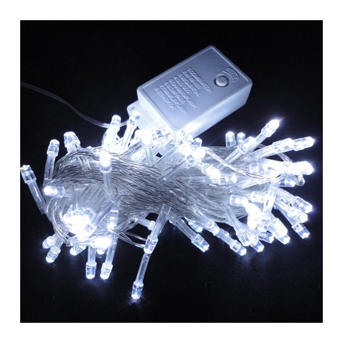 LED osvětlení, Lampki choinkowe, 10m, 220-240 V (50-60Hz), 6W, zimna biel, przezroczysty przewód, 30000h, 100x LED, 