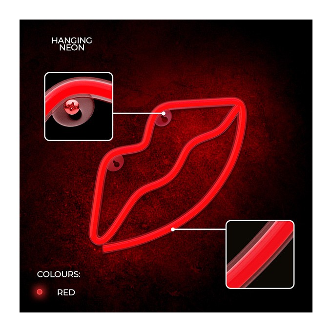 Neon LED Light LIPS red Bat + USB FLNE08 Forever Light