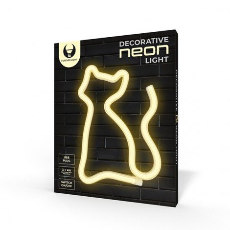 Neon LED Light CAT warm white Bat + USB FLNE03 Forever Light Neon LED Light CAT warm white Bat + USB FLNE03 Forever Light