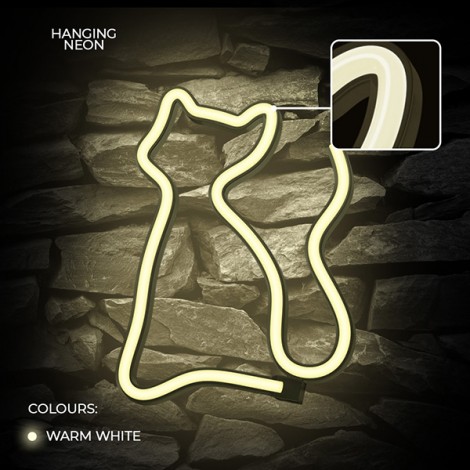Neon LED Light CAT warm white Bat + USB FLNE03 Forever Light Neon LED Light CAT warm white Bat + USB FLNE03 Forever Light